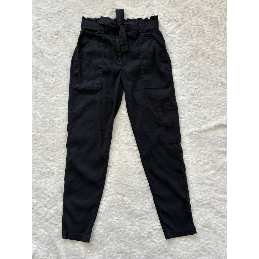 Anthropologie Elevenses Black Linen Blend Trouser Pants - Small‎